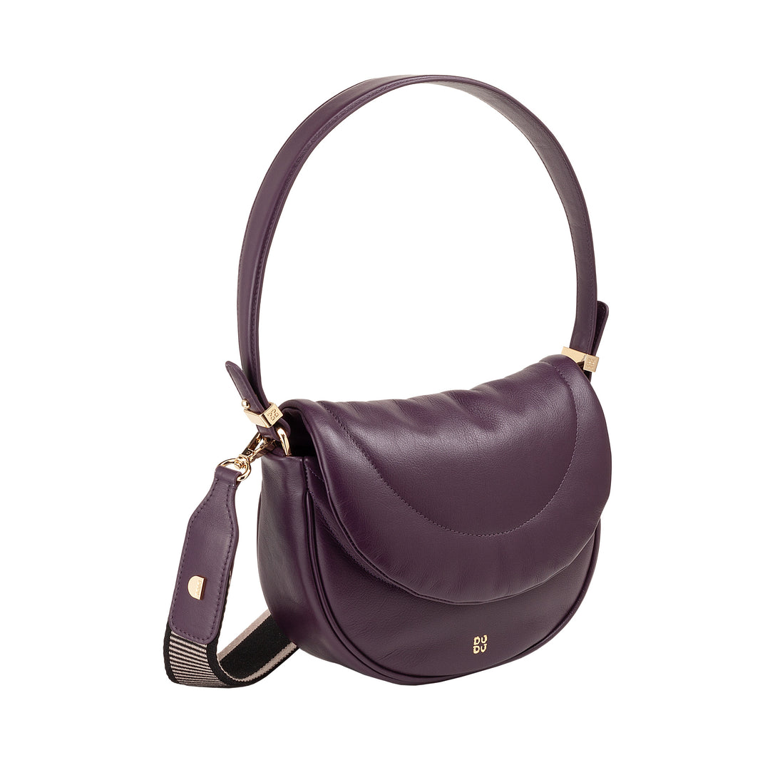 Bolsa feminina de ombro crossbody DUDU em couro acolchoado, bolsa pequena e elegante acolchoada com aba, alça de ombro removível e alça de ombro