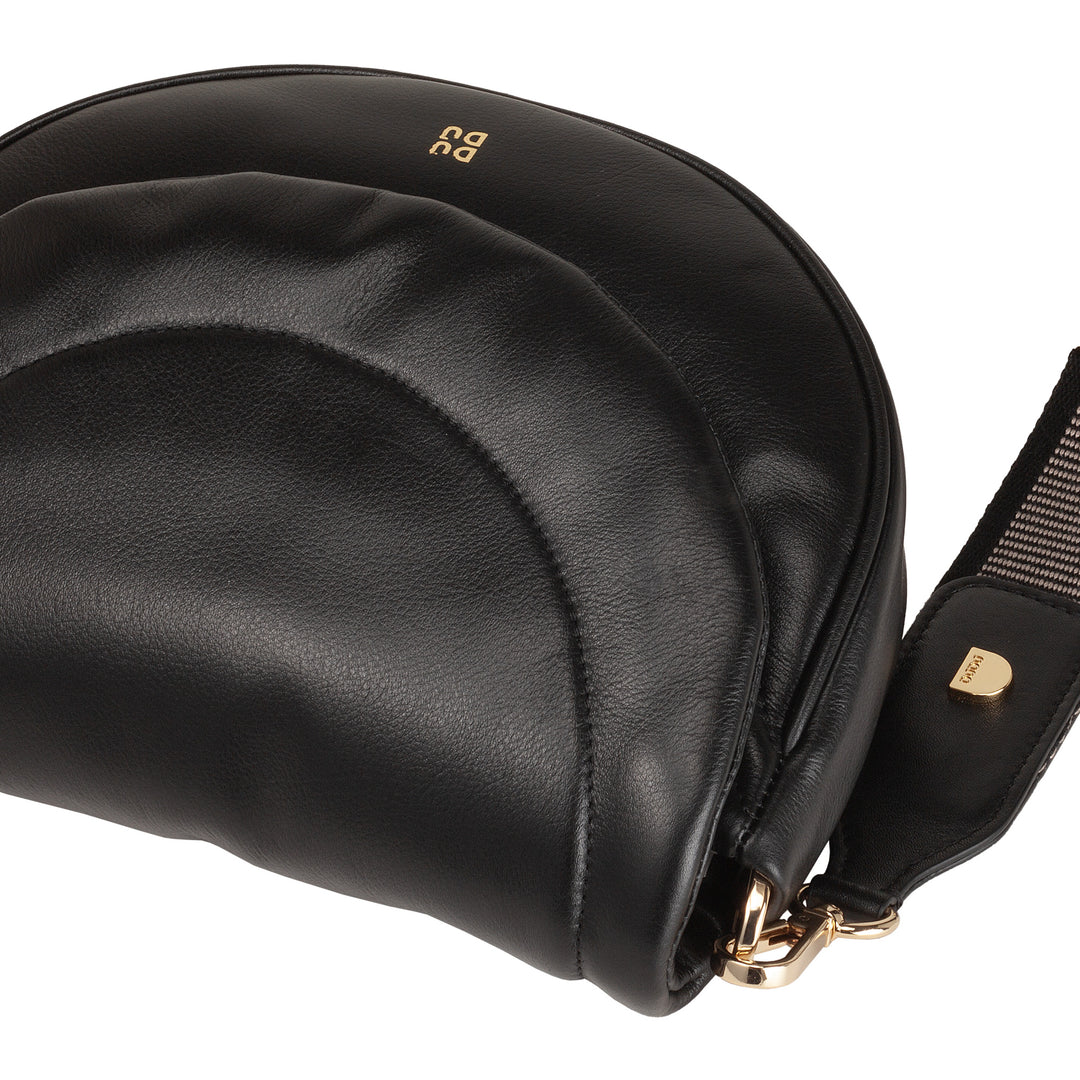 DUDU Women's Shoulder Crossbody Bag in Quilted Leather, Small Elegant Padded Handbag with Flap, Removable Shoulder Strap and Shoulder Strap