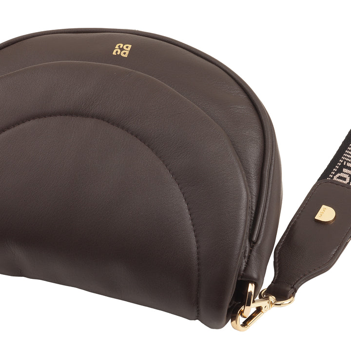 DUDU Women's Shoulder Crossbody Bag in Quilted Leather, Small Elegant Padded Handbag with Flap, Removable Shoulder Strap and Shoulder Strap