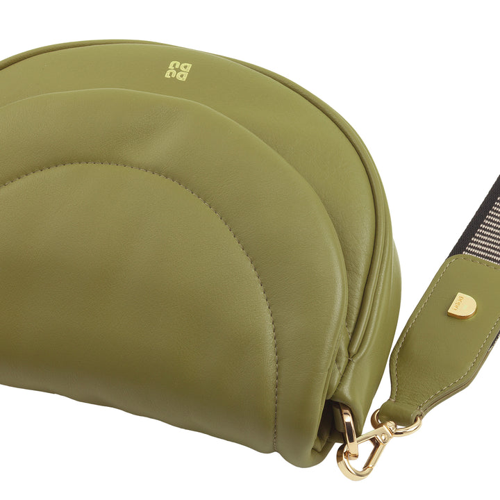 DUDU Women's Shoulder Crossbody Bag in Quilted Leather, Small Elegant Padded Handbag with Flap, Removable Shoulder Strap and Shoulder Strap