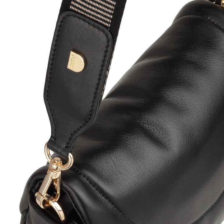 DUDU Women's Shoulder Crossbody Bag in Quilted Leather, Small Elegant Padded Handbag with Flap, Removable Shoulder Strap and Shoulder Strap