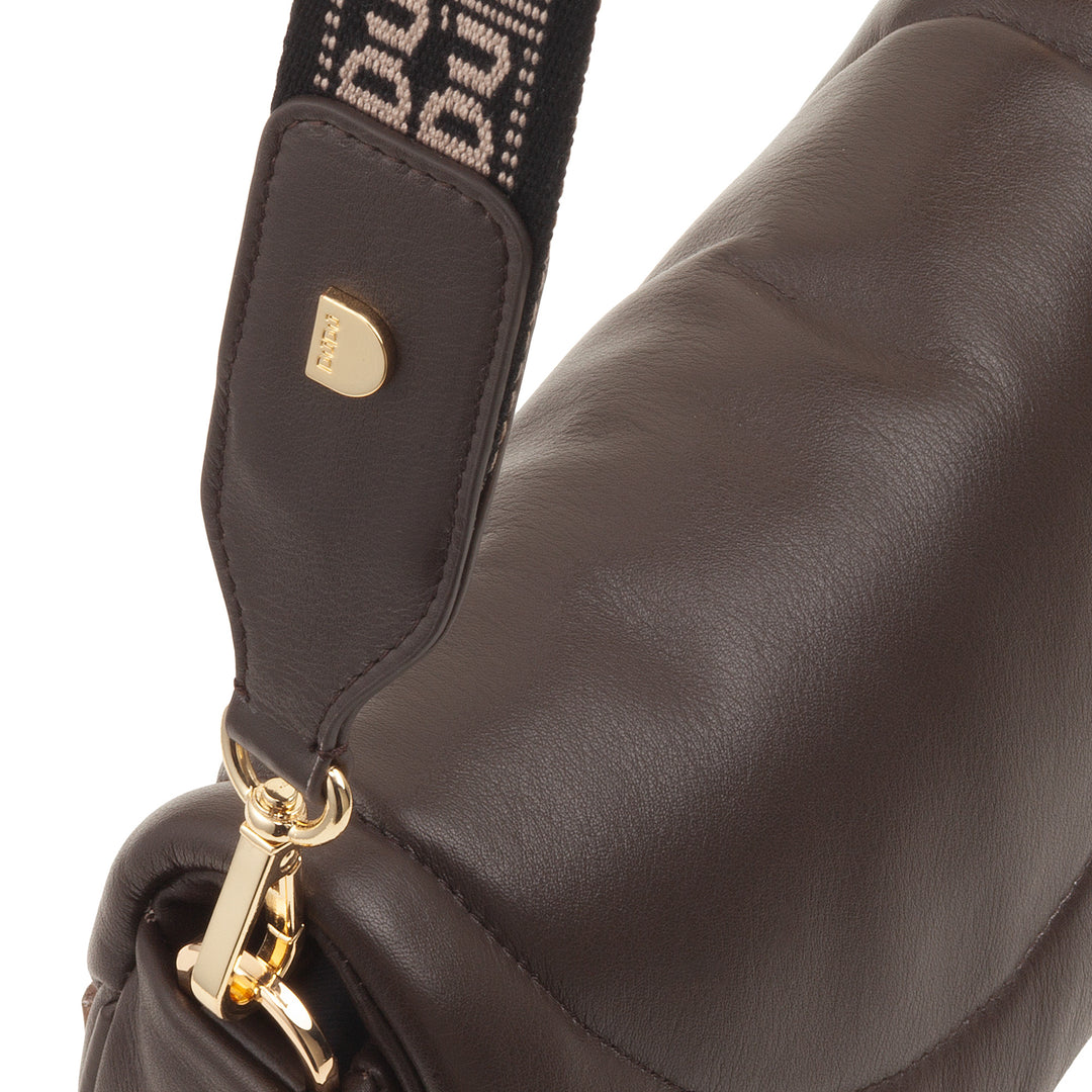 DUDU Women's Shoulder Crossbody Bag in Quilted Leather, Small Elegant Padded Handbag with Flap, Removable Shoulder Strap and Shoulder Strap