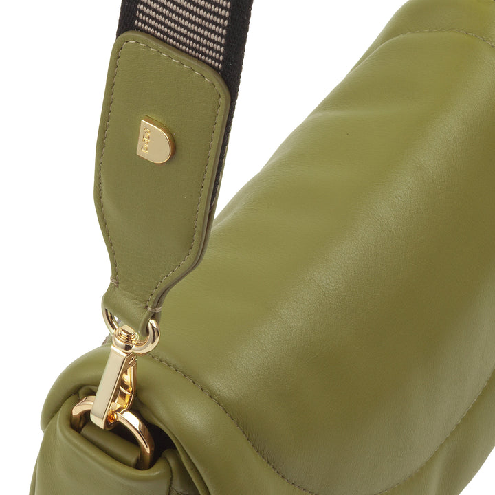 DUDU Women's Shoulder Crossbody Bag in Quilted Leather, Small Elegant Padded Handbag with Flap, Removable Shoulder Strap and Shoulder Strap