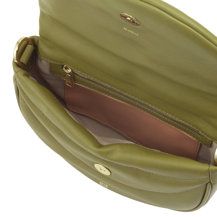 DUDU Women's Shoulder Crossbody Bag in Quilted Leather, Small Elegant Padded Handbag with Flap, Removable Shoulder Strap and Shoulder Strap