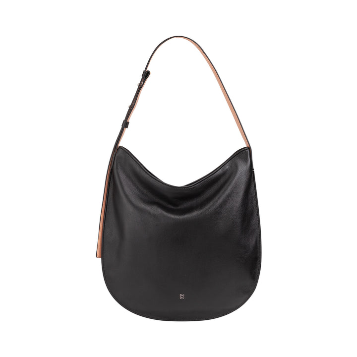 DUDU Women's Shoulder Bag in Soft Leather, Hobo Bag with Zipper, Large Capacious Colorful Adjustable Shoulder Bag