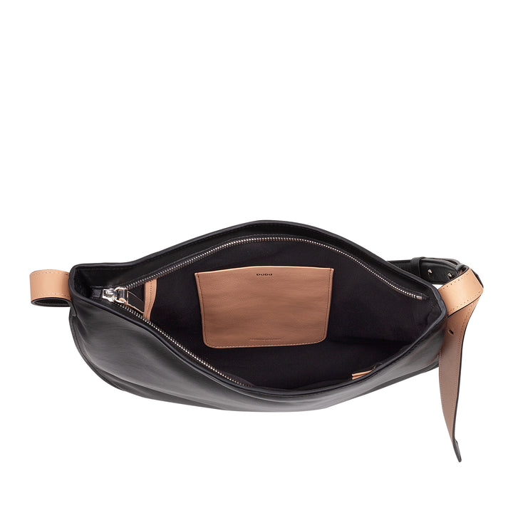 DUDU Women's Shoulder Bag in Soft Leather, Hobo Bag with Zipper, Large Capacious Colorful Adjustable Shoulder Bag