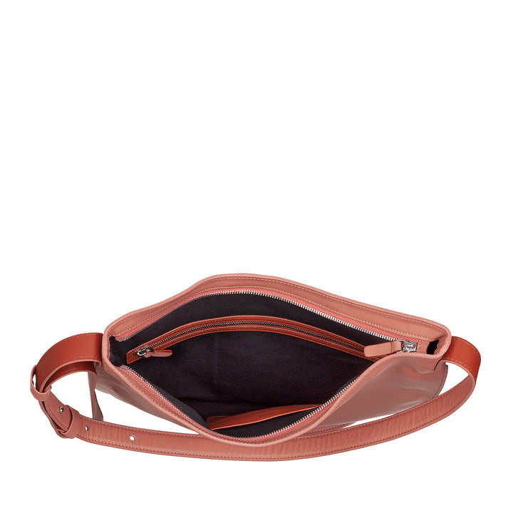 DUDU damesschoudertas van zacht leer, hobotas met ritssluiting, grote ruime kleurrijke verstelbare schoudertas