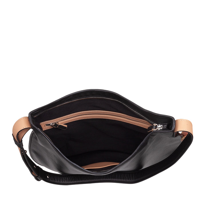 DUDU Women's Shoulder Bag in Soft Leather, Hobo Bag with Zipper, Large Capacious Colorful Adjustable Shoulder Bag