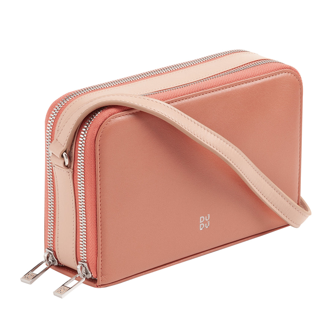 DUDU Borsa a Tracolla Donna Piccola in Pelle Doppia Cerniera Portafoglio Borsa a Mano Multitasche