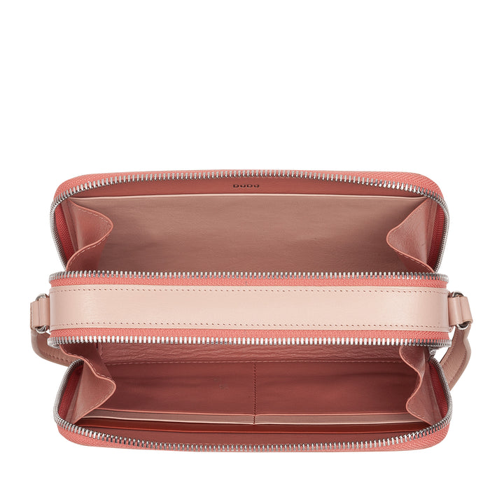 DUDU Borsa a Tracolla Donna Piccola in Pelle Doppia Cerniera Portafoglio Borsa a Mano Multitasche