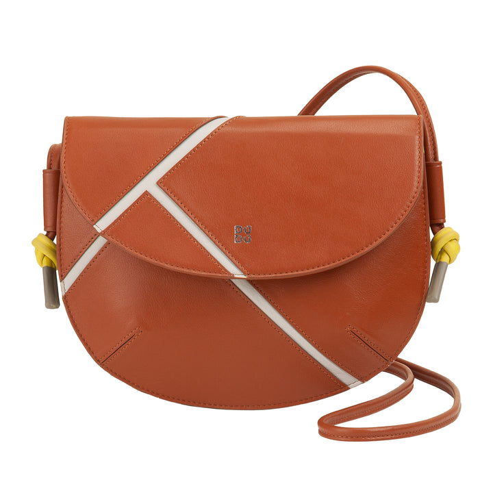 DUDU Borsa a Tracolla Donna in Vera Pelle – Borsetta Piccola con Chiusura a Patta Stile Tennis con Tracolla Regolabile e Interno Capiente