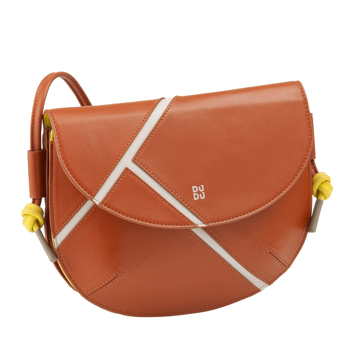 DUDU Borsa a Tracolla Donna in Vera Pelle – Borsetta Piccola con Chiusura a Patta Stile Tennis con Tracolla Regolabile e Interno Capiente