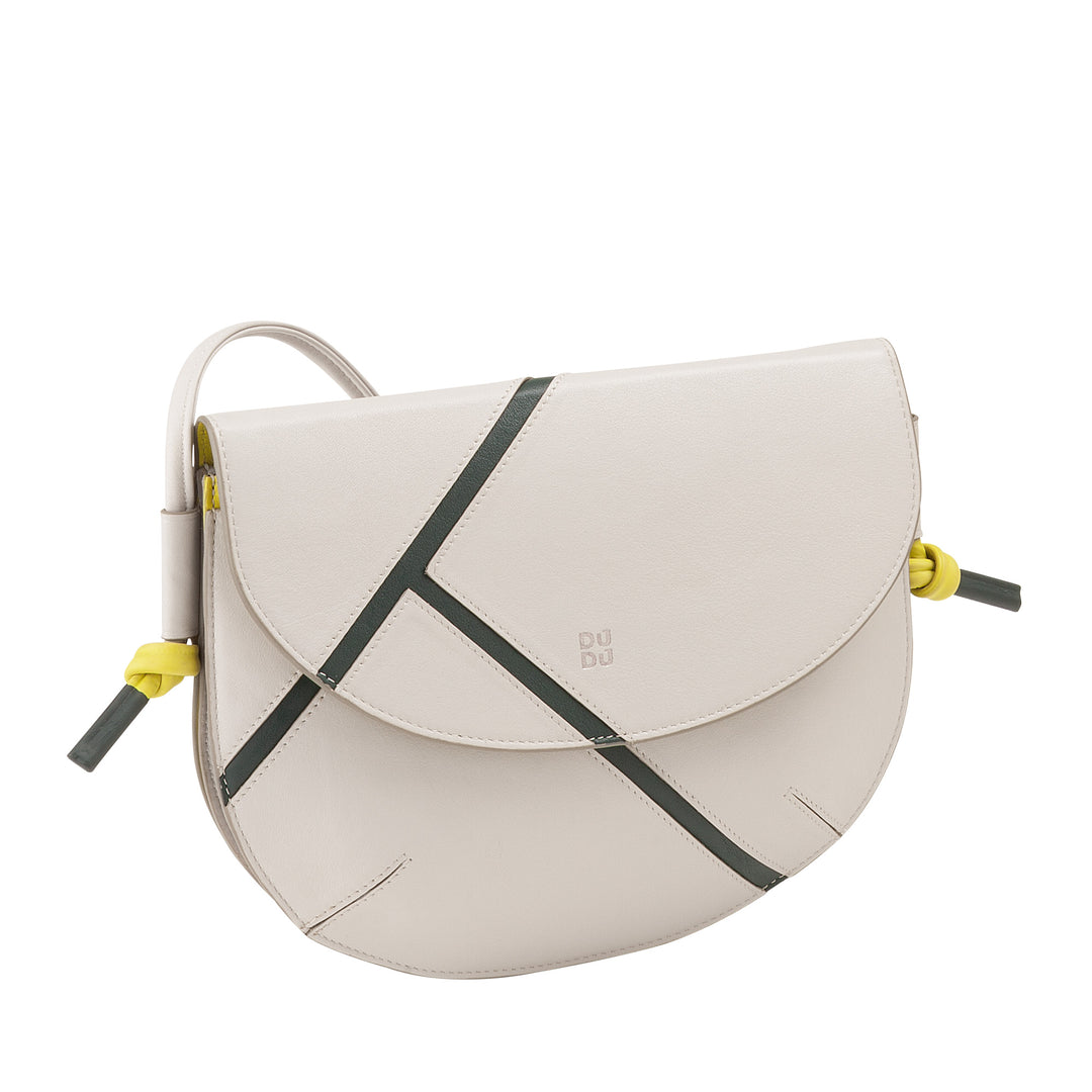 DUDU Borsa a Tracolla Donna in Vera Pelle – Borsetta Piccola con Chiusura a Patta Stile Tennis con Tracolla Regolabile e Interno Capiente