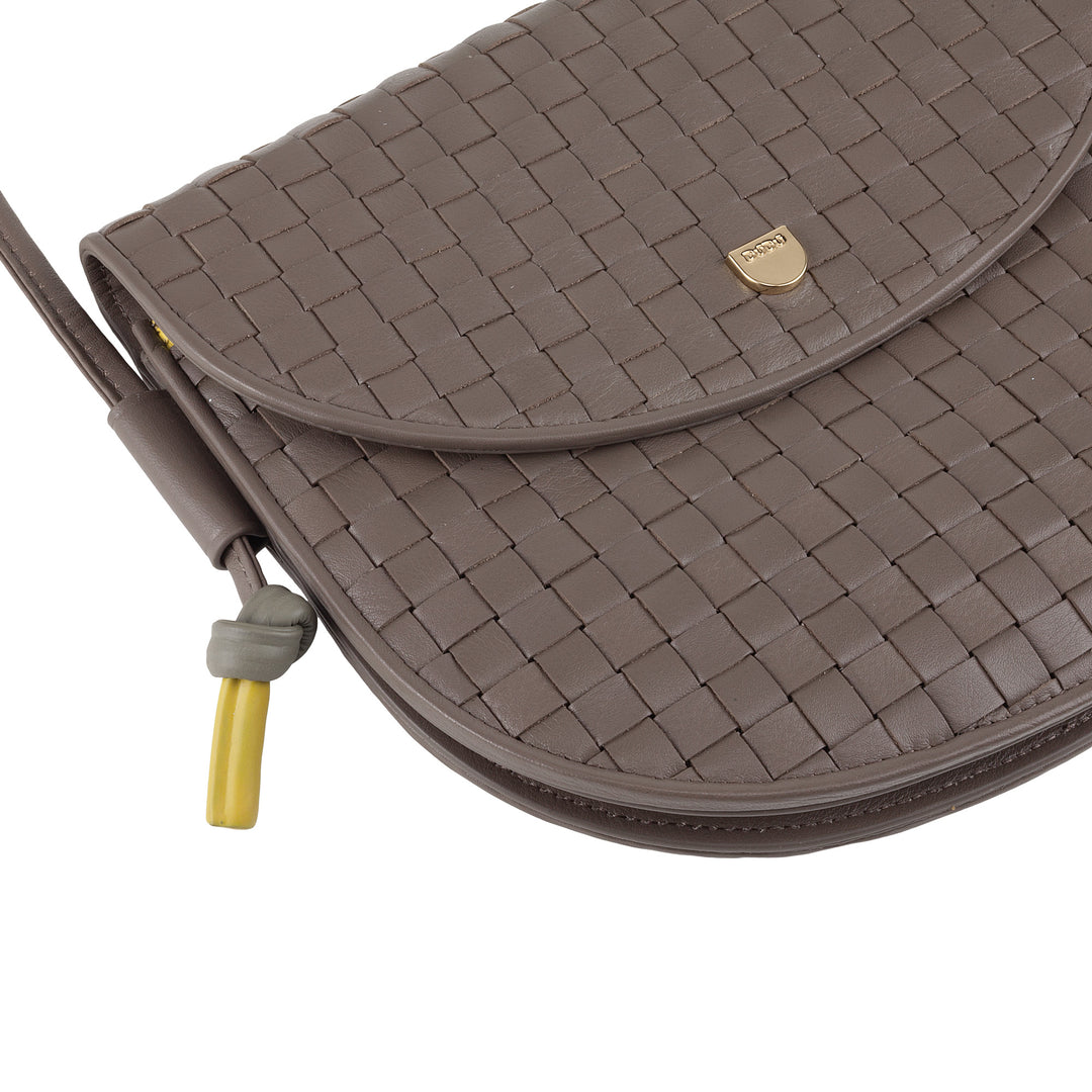 DUDU lille vævet skuldertaske i ægte læder med klap - Elegant håndlavet skuldertaske til kvinder, alsidig crossbody-håndtaske til daglig brug og begivenheder