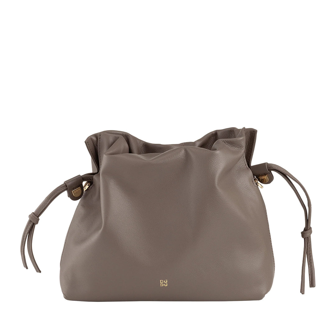 DUDU Borsa Donna in Pelle con Chiusura a Coulisse – Borsetta a Tracolla Elegante, Compatta e Pratica per Ogni Occasione con Cinghia Regolabile