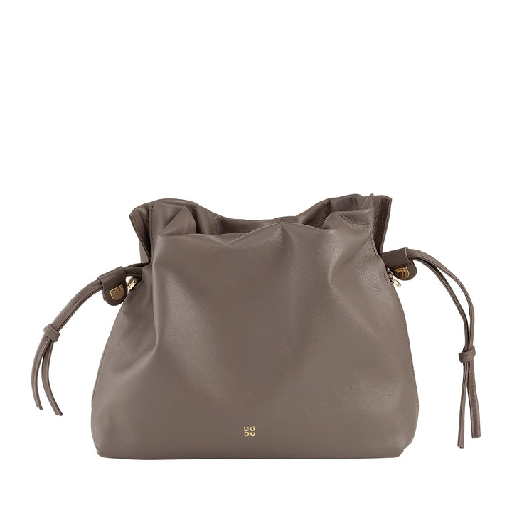DUDU Borsa Donna in Pelle con Chiusura a Coulisse – Borsetta a Tracolla Elegante, Compatta e Pratica per Ogni Occasione con Cinghia Regolabile