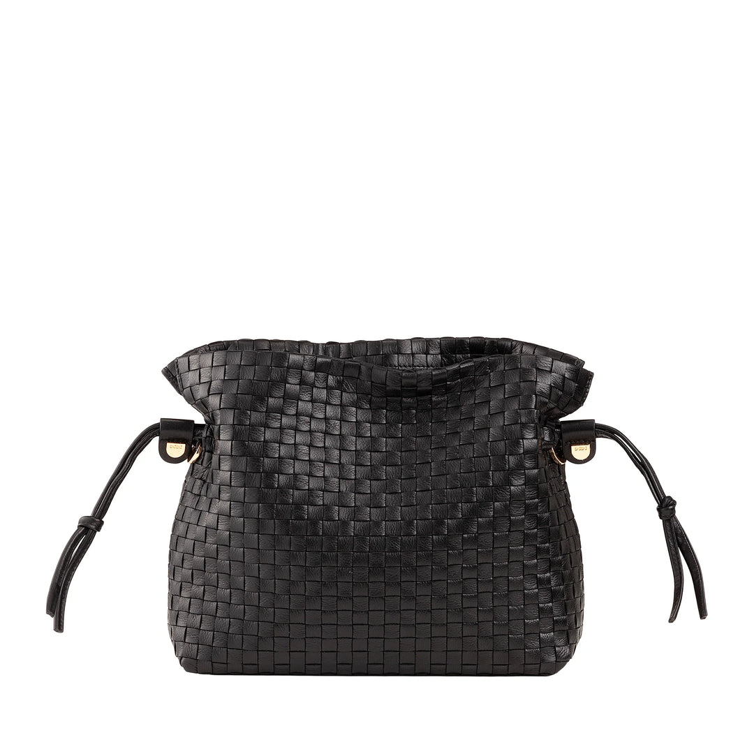 DUDU Borsa a Tracolla Donna in Pelle Intrecciata con Coulisse, Morbida e Capiente, Tracolla Regolabile, Chiusura Magnetica, Stile Elegante e Artigianale