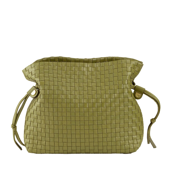 Bolsa de ombro feminina DUDU em couro tecido com cordão, macia e espaçosa, alça de ombro ajustável, fecho magnético, estilo elegante e artesanal