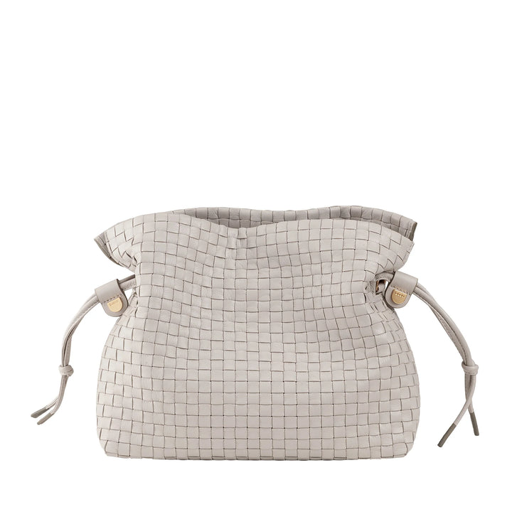 DUDU Borsa a Tracolla Donna in Pelle Intrecciata con Coulisse, Morbida e Capiente, Tracolla Regolabile, Chiusura Magnetica, Stile Elegante e Artigianale