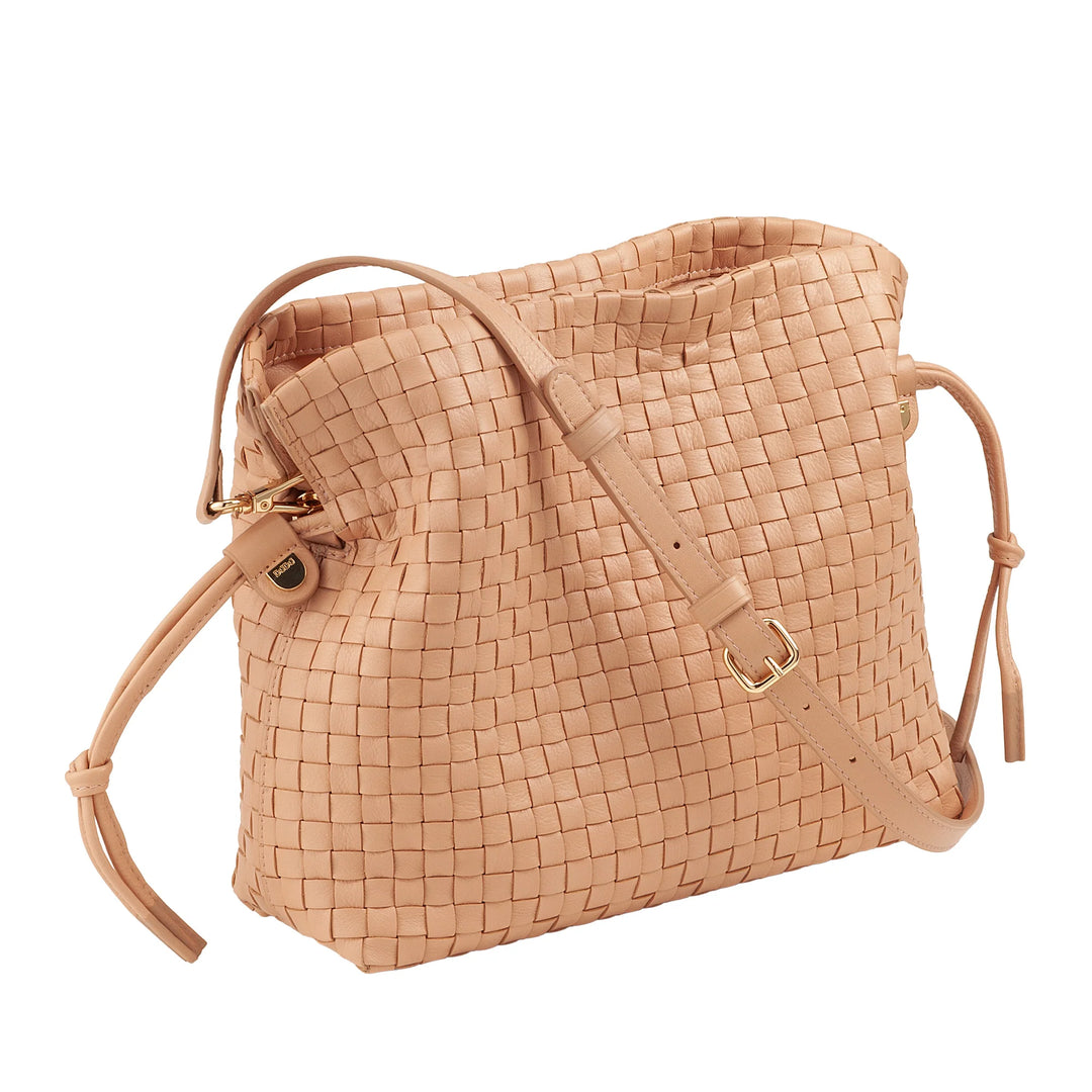 DUDU Borsa a Tracolla Donna in Pelle Intrecciata con Coulisse, Morbida e Capiente, Tracolla Regolabile, Chiusura Magnetica, Stile Elegante e Artigianale