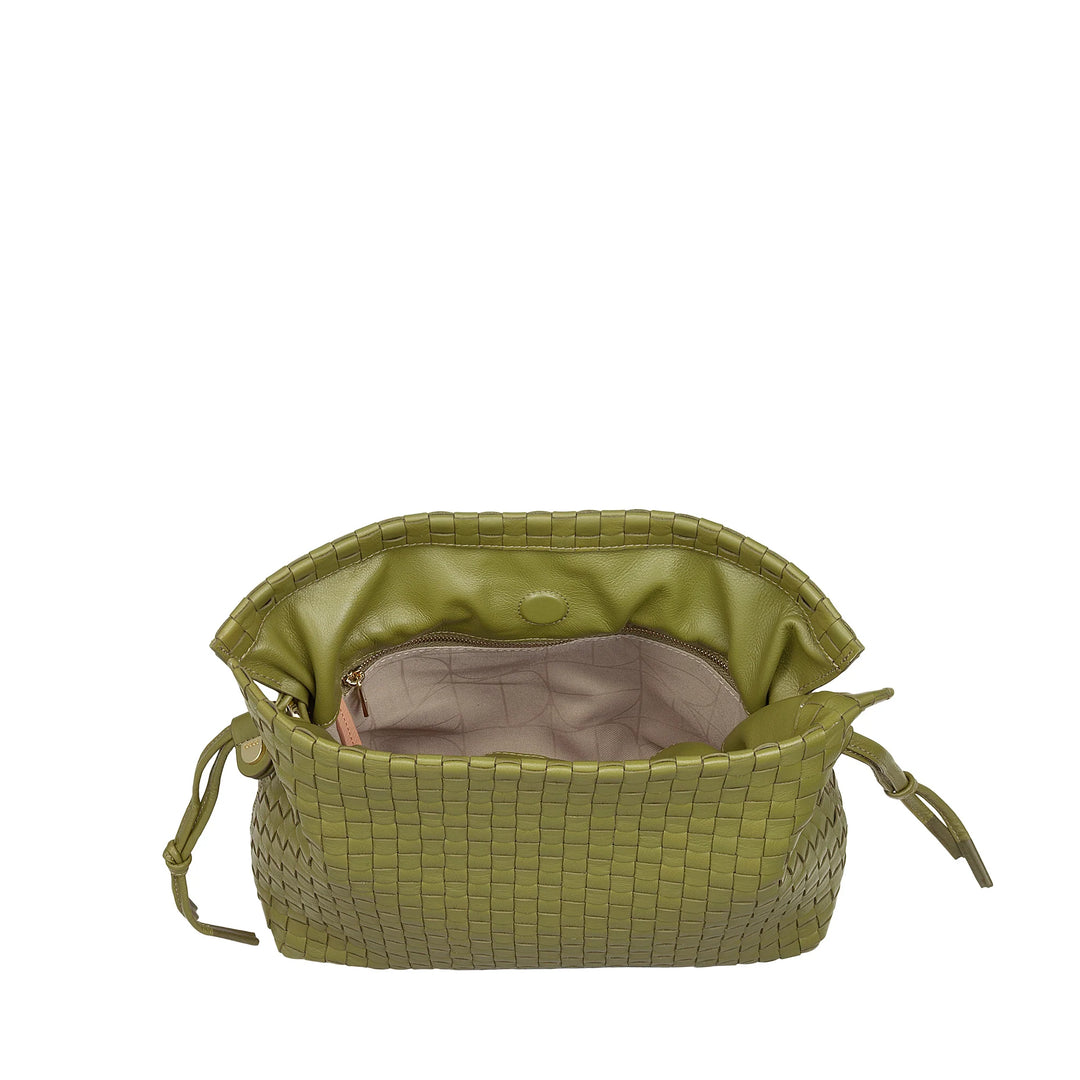 Bolsa de ombro feminina DUDU em couro tecido com cordão, macia e espaçosa, alça de ombro ajustável, fecho magnético, estilo elegante e artesanal