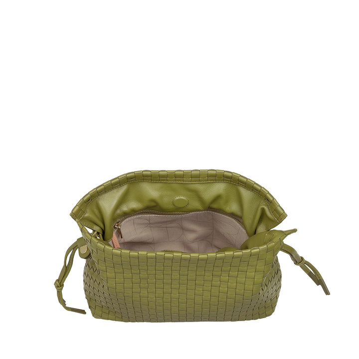 Bolsa de ombro feminina DUDU em couro tecido com cordão, macia e espaçosa, alça de ombro ajustável, fecho magnético, estilo elegante e artesanal