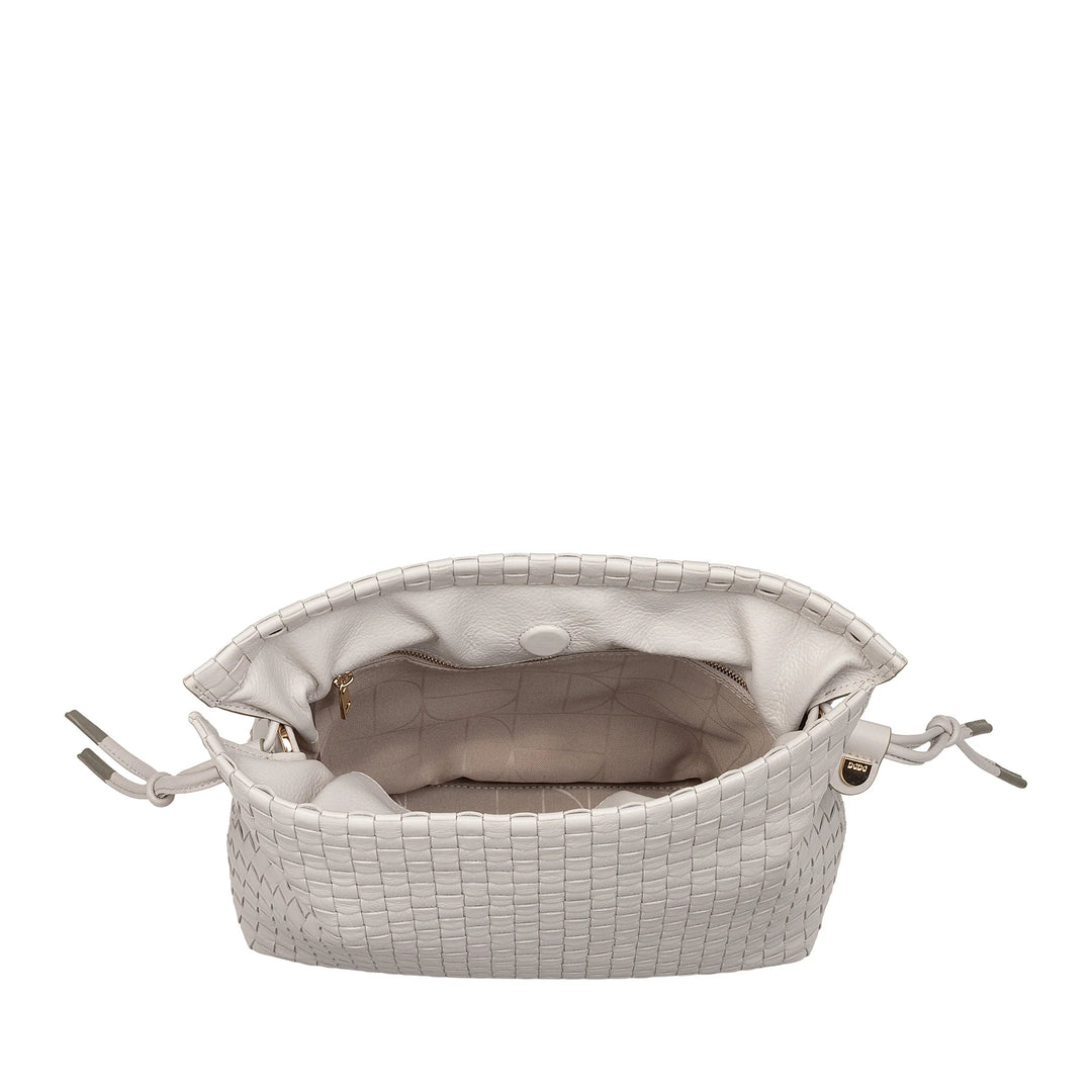DUDU Borsa a Tracolla Donna in Pelle Intrecciata con Coulisse, Morbida e Capiente, Tracolla Regolabile, Chiusura Magnetica, Stile Elegante e Artigianale