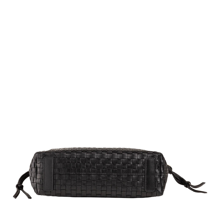 DUDU Borsa a Tracolla Donna in Pelle Intrecciata con Coulisse, Morbida e Capiente, Tracolla Regolabile, Chiusura Magnetica, Stile Elegante e Artigianale