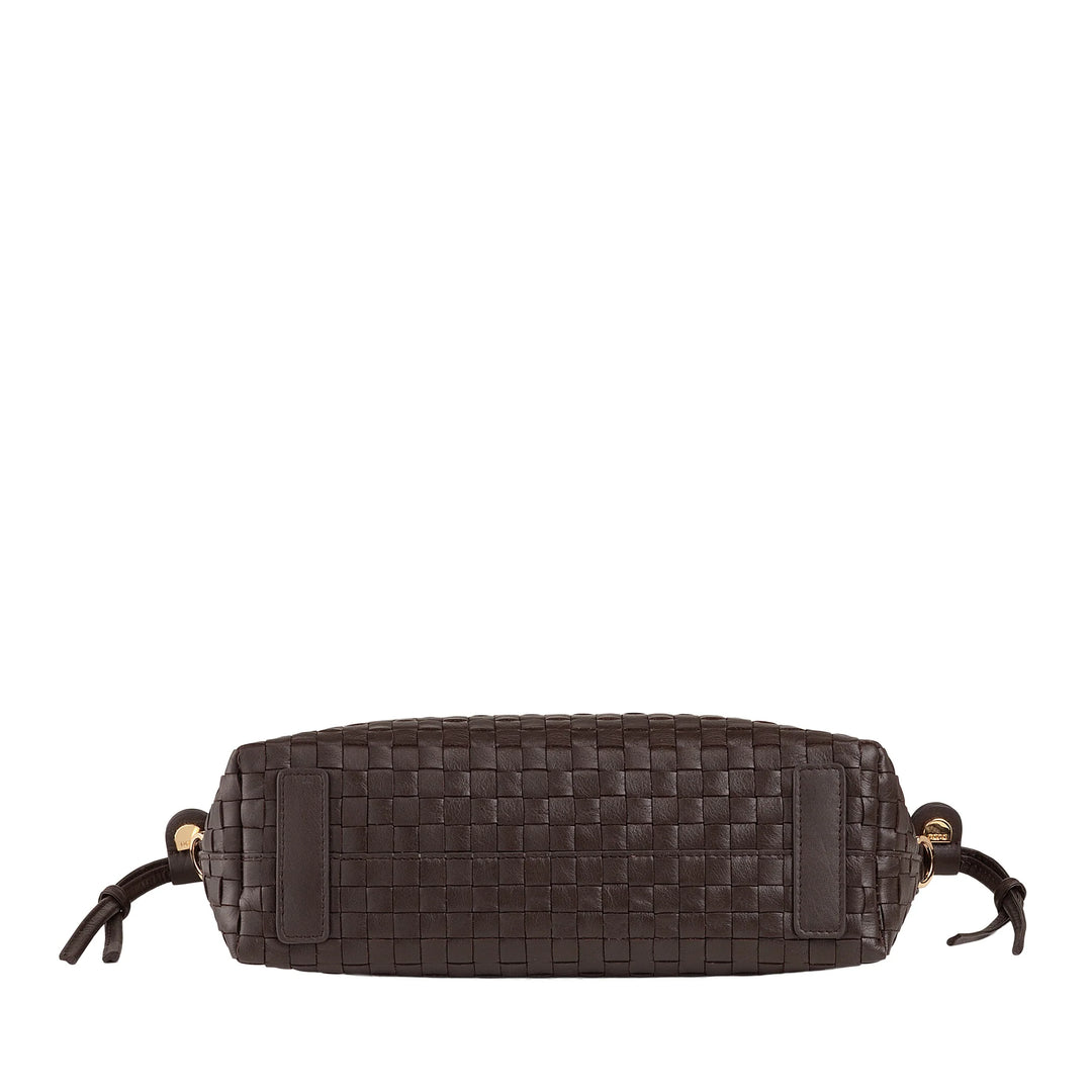 DUDU Borsa a Tracolla Donna in Pelle Intrecciata con Coulisse, Morbida e Capiente, Tracolla Regolabile, Chiusura Magnetica, Stile Elegante e Artigianale