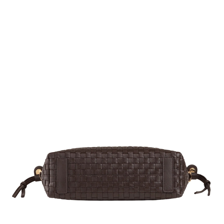 DUDU Borsa a Tracolla Donna in Pelle Intrecciata con Coulisse, Morbida e Capiente, Tracolla Regolabile, Chiusura Magnetica, Stile Elegante e Artigianale