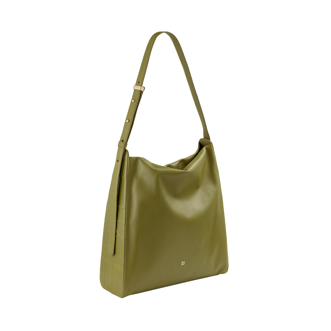 DUDU Women's Trapezoidal Shoulder Bag in Genuine Leather, Trapeze Bag with Adjustable Shoulder Strap - Elegant, Spacious for Leisure, Work, Evening