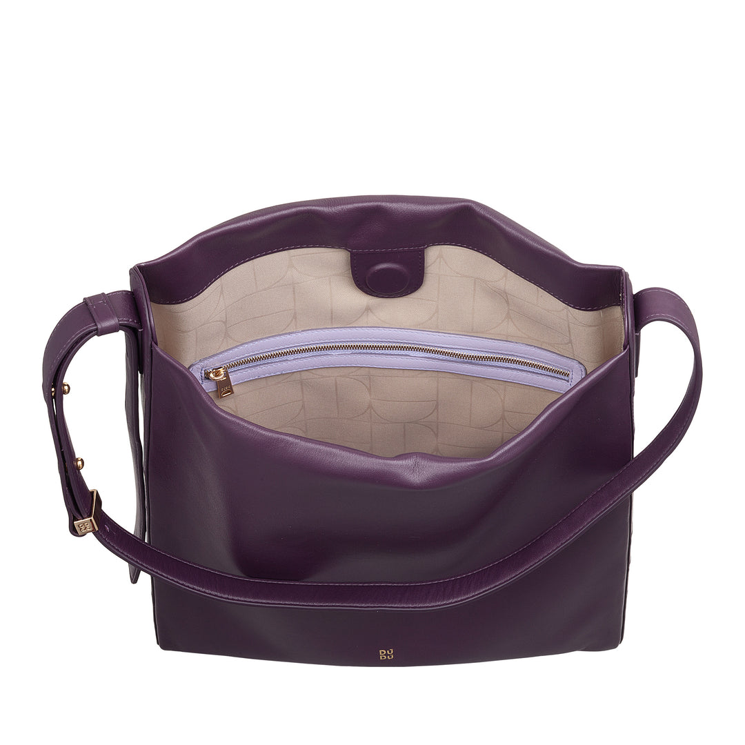 DUDU Women's Trapezoidal Shoulder Bag in Genuine Leather, Trapeze Bag with Adjustable Shoulder Strap - Elegant, Spacious for Leisure, Work, Evening