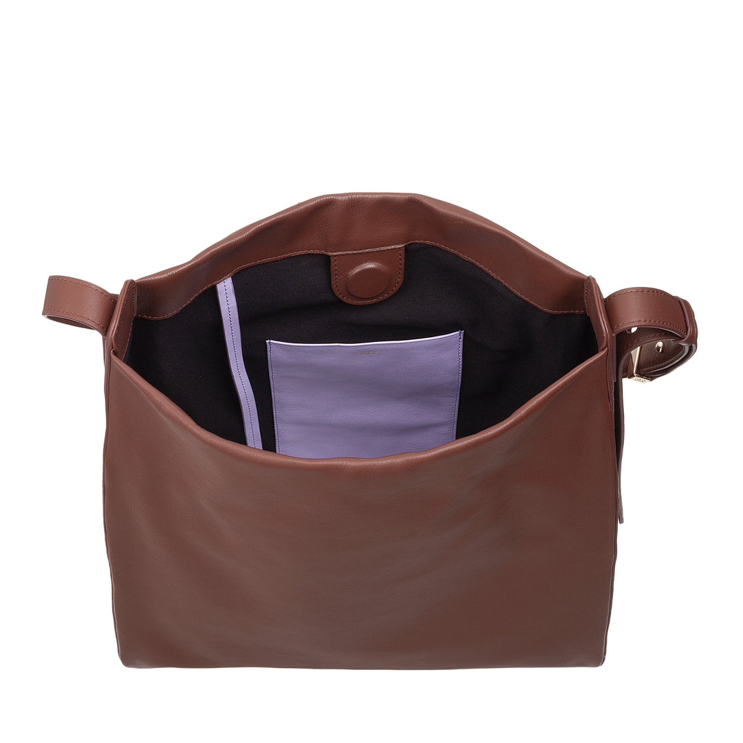 DUDU Women's Trapezoidal Shoulder Bag in Genuine Leather, Trapeze Bag with Adjustable Shoulder Strap - Elegant, Spacious for Leisure, Work, Evening