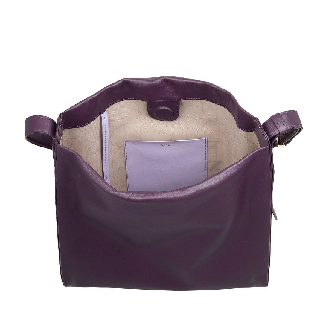 DUDU Women's Trapezoidal Shoulder Bag in Genuine Leather, Trapeze Bag with Adjustable Shoulder Strap - Elegant, Spacious for Leisure, Work, Evening