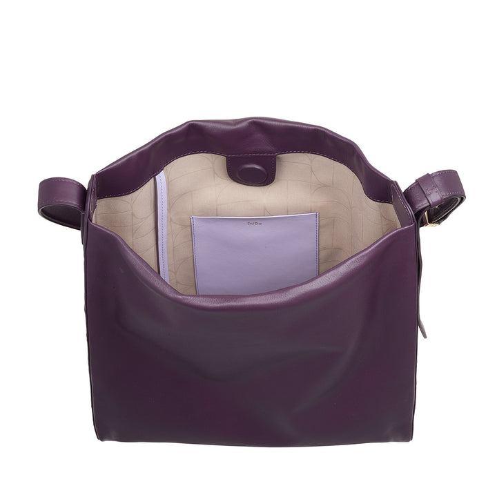 DUDU Women's Trapezoidal Shoulder Bag in Genuine Leather, Trapeze Bag with Adjustable Shoulder Strap - Elegant, Spacious for Leisure, Work, Evening