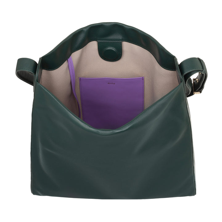 DUDU Trapezförmige Umhängetasche für Damen aus echtem Leder, Trapeztasche mit verstellbarem Schultergurt – elegant, geräumig für Freizeit, Arbeit, Abend