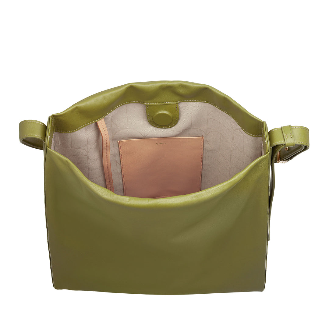 DUDU Women's Trapezoidal Shoulder Bag in Genuine Leather, Trapeze Bag with Adjustable Shoulder Strap - Elegant, Spacious for Leisure, Work, Evening