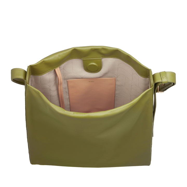 DUDU Women's Trapezoidal Shoulder Bag in Genuine Leather, Trapeze Bag with Adjustable Shoulder Strap - Elegant, Spacious for Leisure, Work, Evening