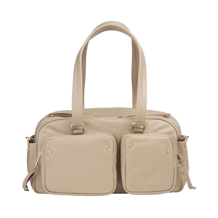 Bolsa grande feminina de couro DUDU com bolsos externos e alça removível, espaçosa e elegante – bolsa de mão e ombro com zíper, estilo moderno