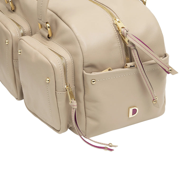 Bolsa grande feminina de couro DUDU com bolsos externos e alça removível, espaçosa e elegante – bolsa de mão e ombro com zíper, estilo moderno