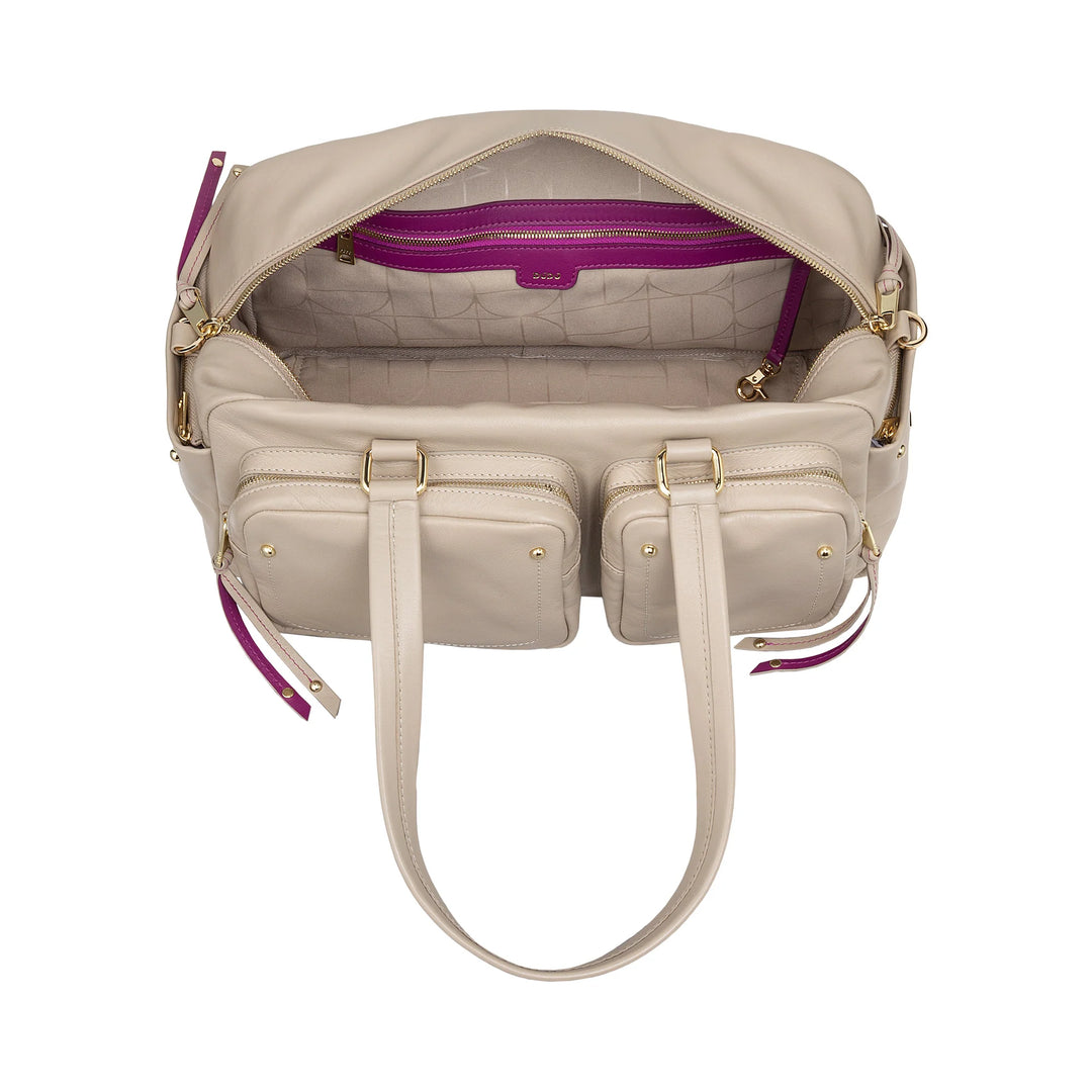 Bolsa grande feminina de couro DUDU com bolsos externos e alça removível, espaçosa e elegante – bolsa de mão e ombro com zíper, estilo moderno
