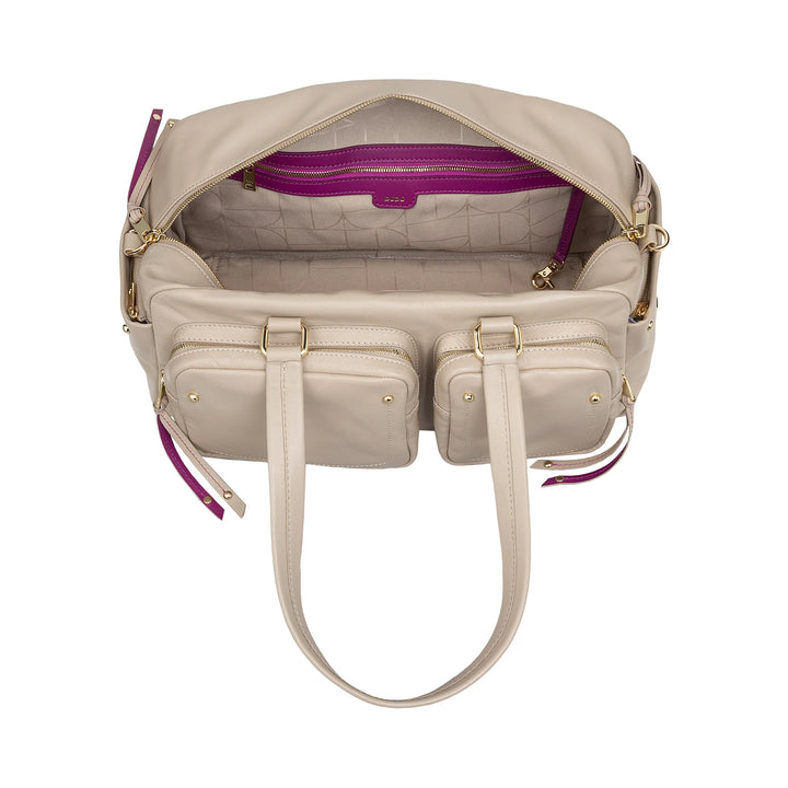 Bolsa grande feminina de couro DUDU com bolsos externos e alça removível, espaçosa e elegante – bolsa de mão e ombro com zíper, estilo moderno