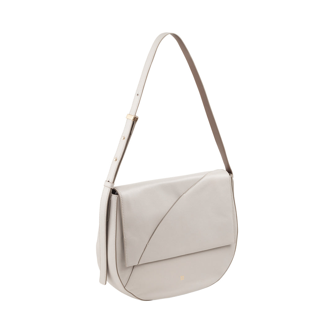 DUDU Large Women's Bag in Genuine Leather with Front Flap, Adjustable Shoulder Bag and Flap Closure with Magnetic Buttons - Elegant and Practical for Every Occasion