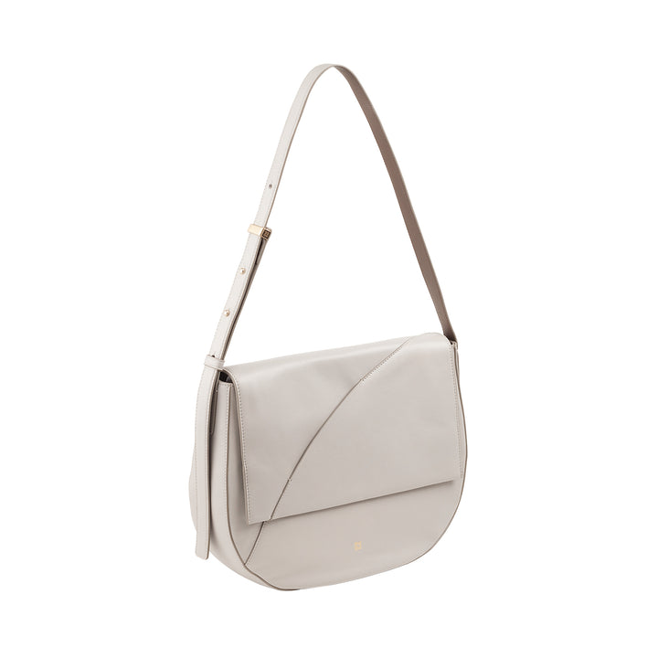 DUDU Large Women's Bag in Genuine Leather with Front Flap, Adjustable Shoulder Bag and Flap Closure with Magnetic Buttons - Elegant and Practical for Every Occasion