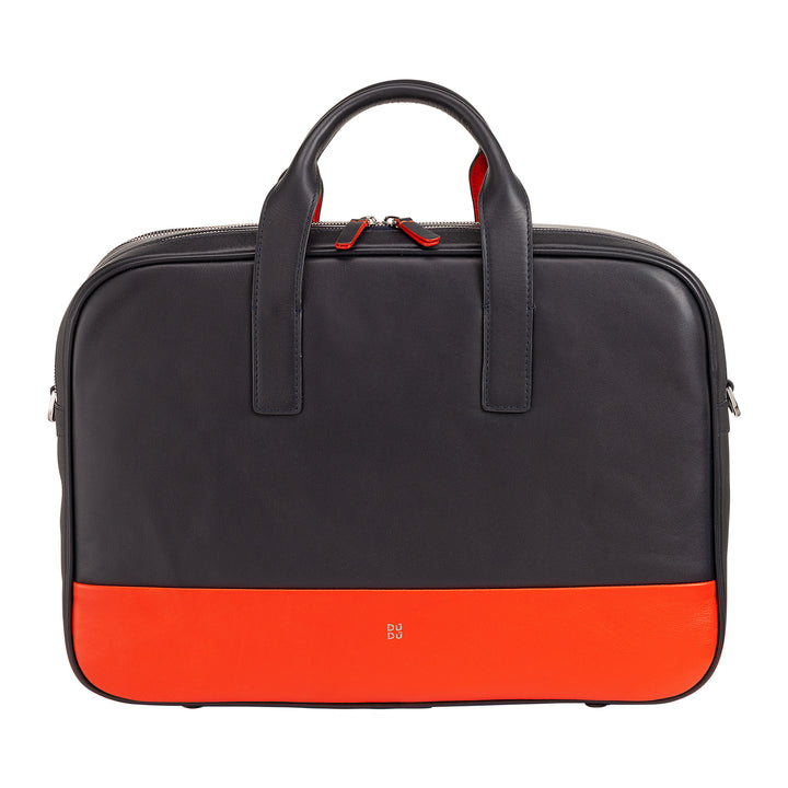 Bolsa de trabalho de couro masculina e feminina DUDU, pasta para PC ou MacBook de até 16 polegadas, pasta de escritório para documentos com alça de ombro, alças e zíper duplo