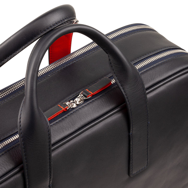 Bolsa de trabalho de couro masculina e feminina DUDU, pasta para PC ou MacBook de até 16 polegadas, pasta de escritório para documentos com alça de ombro, alças e zíper duplo