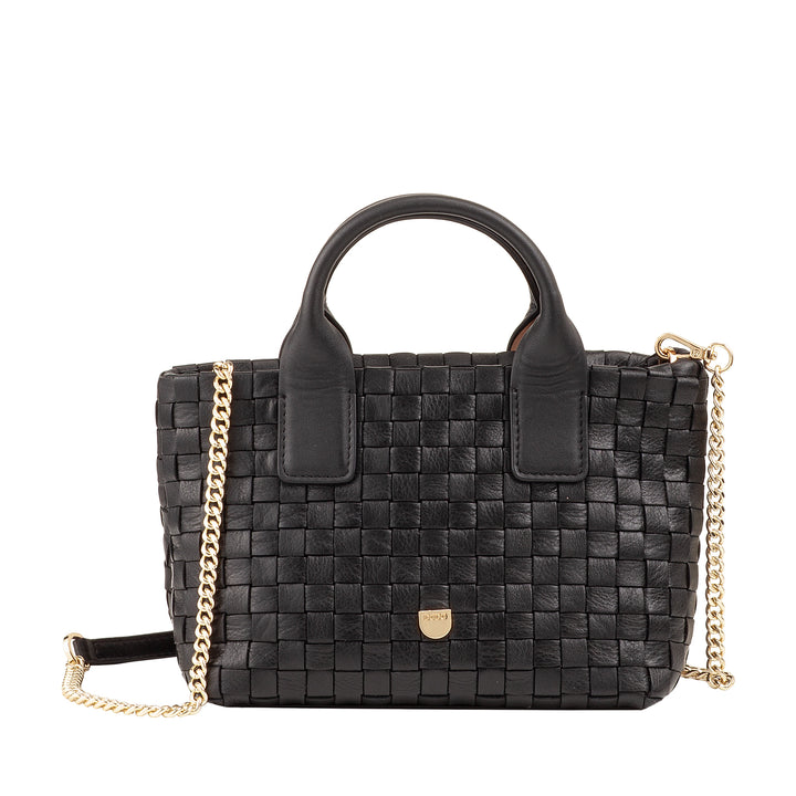 Γυναικεία δερμάτινη μικρή υφασμένη τσάντα DUDU με φερμουάρ - Κομψή μίνι τσάντα με λουράκι ώμου αλυσίδας, συμπαγής και εκλεπτυσμένη τσάντα τσάντα ώμου