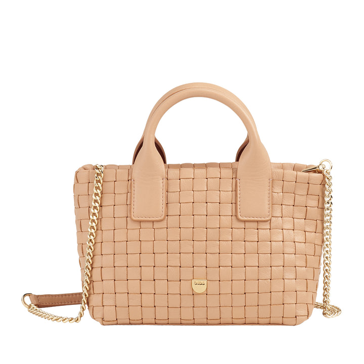 DUDU mała tkana skórzana torba damska z zamkiem błyskawicznym - elegancka mini torba z łańcuszkowym paskiem na ramię, kompaktowa i wyrafinowana torebka na ramię