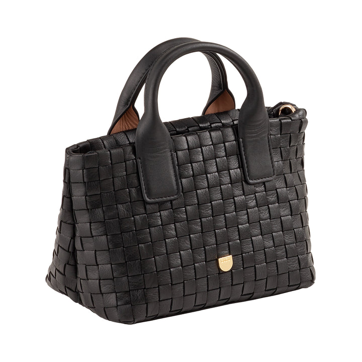 Γυναικεία δερμάτινη μικρή υφασμένη τσάντα DUDU με φερμουάρ - Κομψή μίνι τσάντα με λουράκι ώμου αλυσίδας, συμπαγής και εκλεπτυσμένη τσάντα τσάντα ώμου