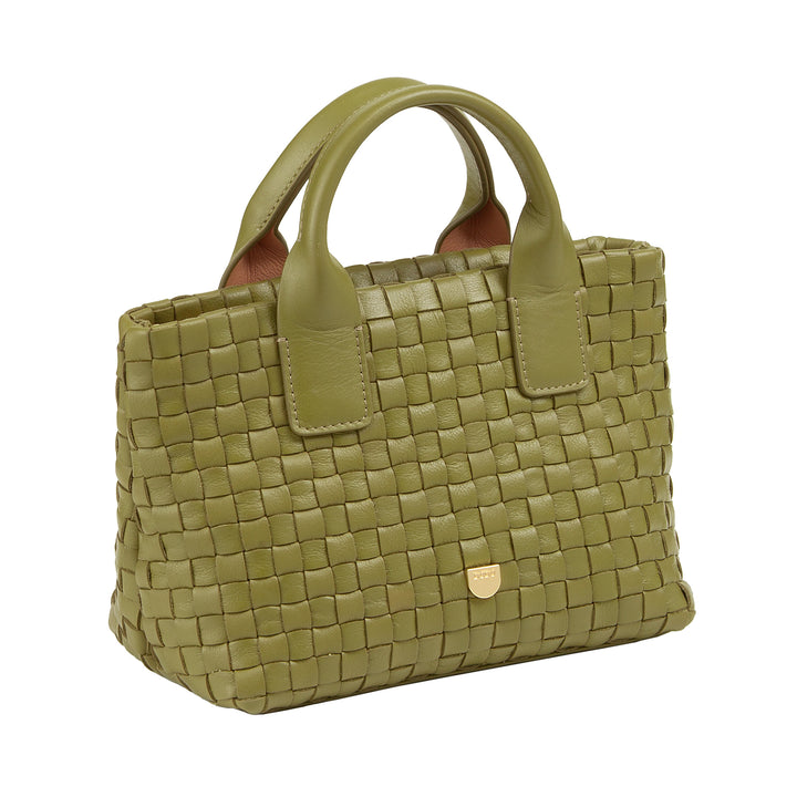 DUDU Kleine geweven leren damestas met ritssluiting - Elegante minitas met kettingschouderriem, compacte en verfijnde handtasschoudertas